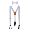 Trafalgar Sutton Solid Color Silk Brace And Bow Tie Combo In Silver