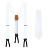 Trafalgar Sutton Solid Color Silk Brace And Necktie Combo In White