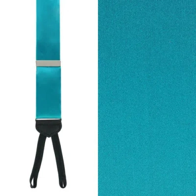 Trafalgar Sutton Solid Color Silk Formal End Suspenders In Teal