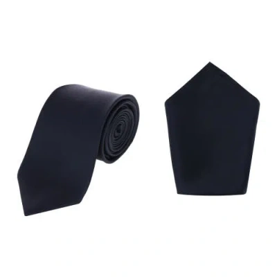 Trafalgar Sutton Solid Color Silk Necktie And Pocket Square Combo In Black