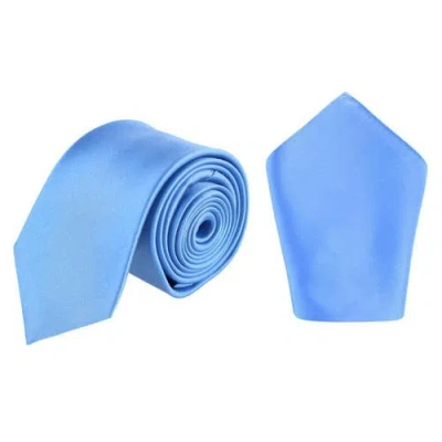 Trafalgar Sutton Solid Color Silk Necktie And Pocket Square Combo In Blue