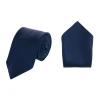 Trafalgar Sutton Solid Color Silk Necktie And Pocket Square Combo In Navy