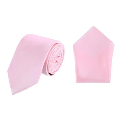 Trafalgar Sutton Solid Color Silk Necktie And Pocket Square Combo In Pink