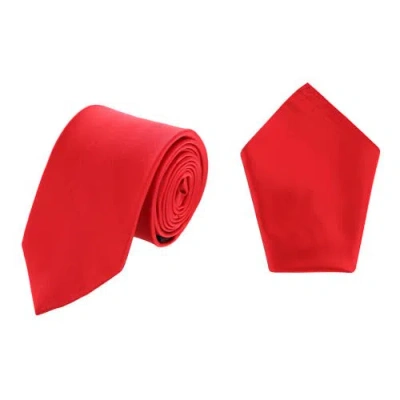 Trafalgar Sutton Solid Color Silk Necktie And Pocket Square Combo In Red
