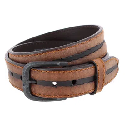 Trafalgar Tatanka 40mm Genuine Vintage Bison Contrast Stitch Jean Belt In Multi