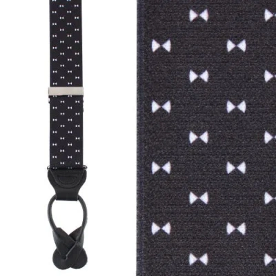 Trafalgar The Micro Bow Classic Elastic Button End Suspenders In Black