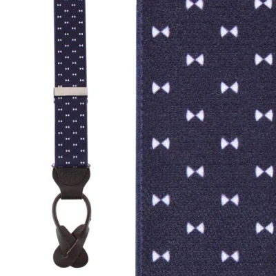 Trafalgar The Micro Bow Classic Elastic Button End Suspenders In Blue
