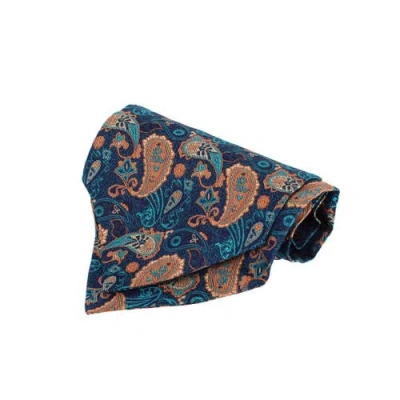 Trafalgar The Prince Stately Paisley Silk Ascot In Blue