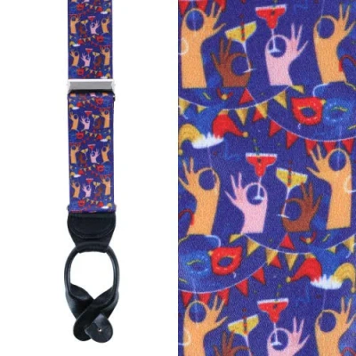 Trafalgar Toast The Night Away Silk Button End Suspenders In Multiple