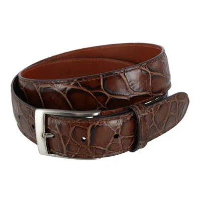 Trafalgar Toby Mock Turtle Embossed Italian Leather 35mm Belt In Brown