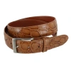 Trafalgar Toby Mock Turtle Embossed Italian Leather 35mm Belt In Taupe