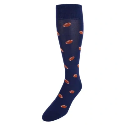 Trafalgar Touchdown Football Novelty Mercerized Cotton Mid-calf Socks In Navy Blue