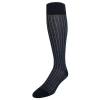 Trafalgar Valentino Vertical Stripe Over The Calf Mercerized Cotton Sock In Black With Ash Stripes