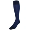 Trafalgar Valentino Vertical Stripe Over The Calf Mercerized Cotton Sock In Navy With Royal Blue Stripes