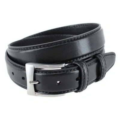 Trafalgar Vincenzo 35mm Premium Italian Leather Contrast Stitch Casual Dress Belt In Black