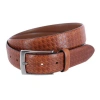 Trafalgar Watson Houndstooth Embossed 35mm Leather Belt In Cognac
