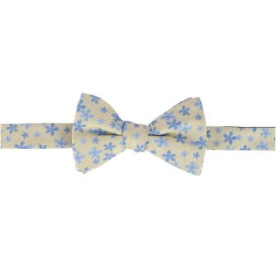 Trafalgar Weldon Floral Silk Novelty Bow Tie In Yellow And Light Blue