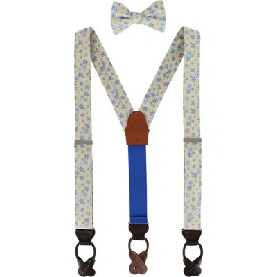Trafalgar Weldon Floral Silk Suspenders (braces) And Bow Tie Bundle In Brown