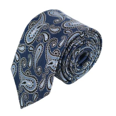 Trafalgar Wharton Wavy Paisley Silk Novelty Necktie In Navy Blue