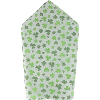 Trafalgar White Shamrock Novelty Silk 12x12 Pocket Square