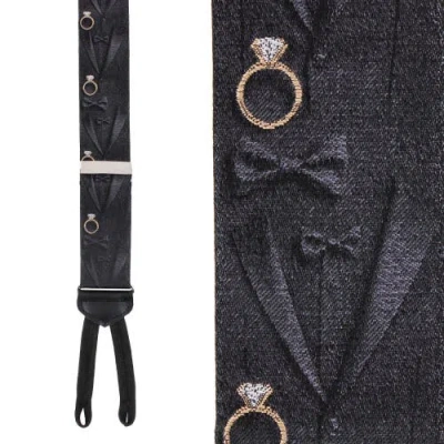 Trafalgar Will You Marry Me Silk Novelty Formal End Suspenders In Black