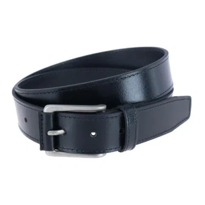 Trafalgar Wyatt 35mm Genuine Leather Casual Jean Belt In Black