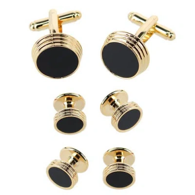 Trafalgar Xaviar Ring Detailed Circular Cufflink Stud Set In Multi