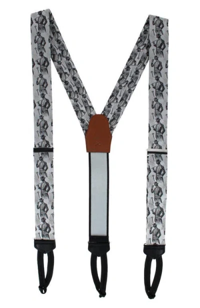 Trafalgar Xl Ambrose Dapper Nights Silk Formal Suspenders In Silver