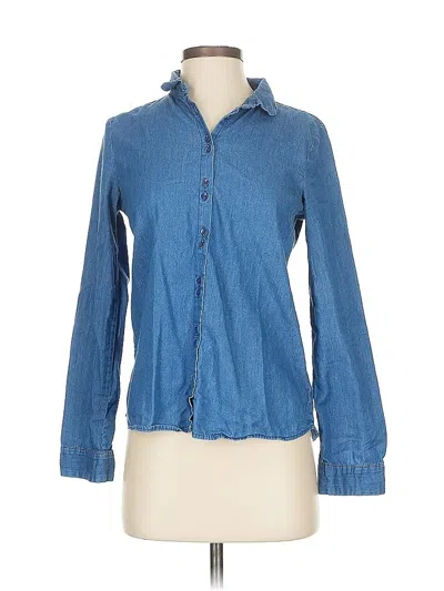 Pre-owned Trafaluc By Zara 3/4 Sleeve Button Down Shirt In Blue