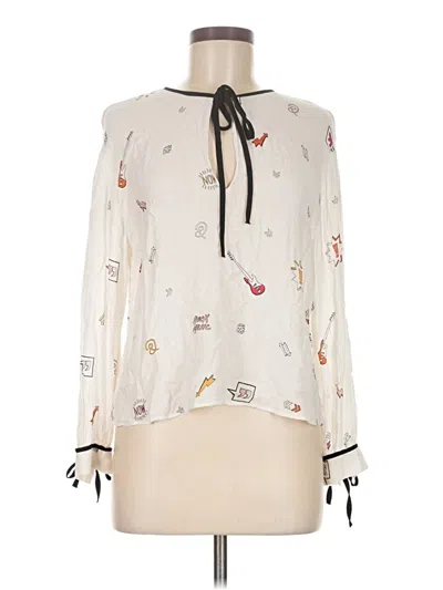 Pre-owned Trafaluc By Zara Long Sleeve Blouse In White
