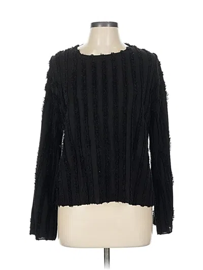 Pre-owned Trafaluc By Zara Long Sleeve Top Black Crew Neck Tops