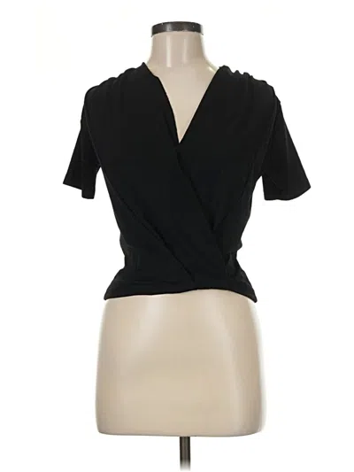 Pre-owned Trafaluc By Zara Short Sleeve Top Black Plunge Neckline Tops