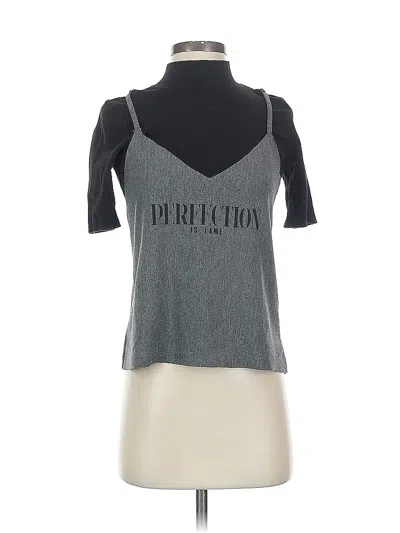 Pre-owned Trafaluc By Zara Short Sleeve Top Gray Halter Neckline Tops