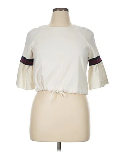 Pre-owned Trafaluc By Zara Short Sleeve Top Ivory Boatneck Tops In White