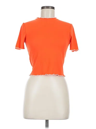 Pre-owned Trafaluc By Zara Short Sleeve Top Orange Mock Neckline Tops