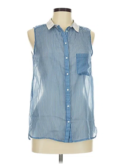 Pre-owned Trafaluc By Zara Sleeveless Button Down Shirt In Blue