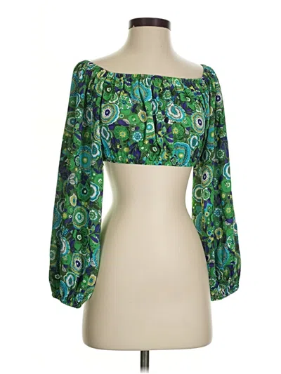 Pre-owned Traffic People 3/4 Sleeve Blouse In Green