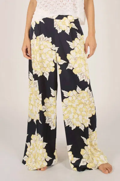 Traffic People Blooming Lovely Evie Trousers In Navy/ Cream In Black