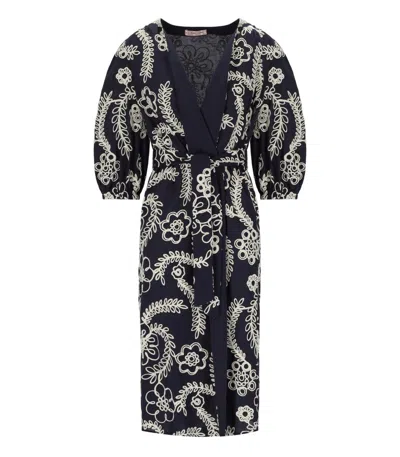 Traffic People Duster Blue Kimono In Multi