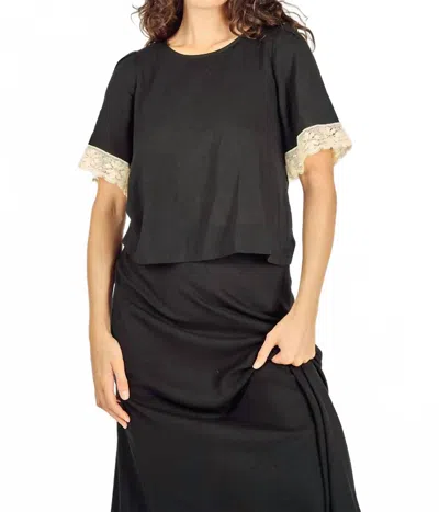 Traffic People Locust Lace Sleeve Top In Black