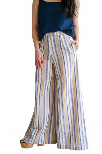 Traffic People Otter Lane Striped Linen Trouser In Multicolor