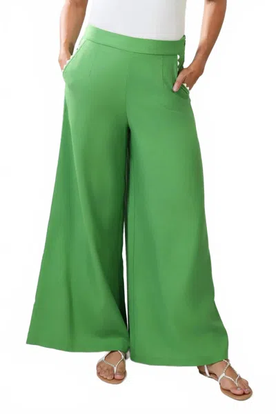 Traffic People Rene Wide Leg Trousers In Ric Rac Green