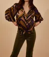 Traffic People The Charlie Blouse In Purple And Gold Tone Print In Multi