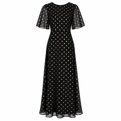 Traffic People Women's Black / Gold Many Moons Black Gold Polka Dot Rene Maxi Dress