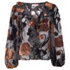 Traffic People Women's Black / Red Burnout Frill Blouse In Black