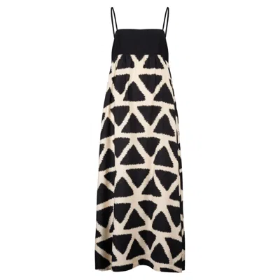 Traffic People Women's Black / White Broken Promises Black And White Geometric Print Maxi Dress In Multi