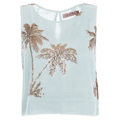 Traffic People Women's Blue / Gold Palms Of Gold Evie Top In Blue