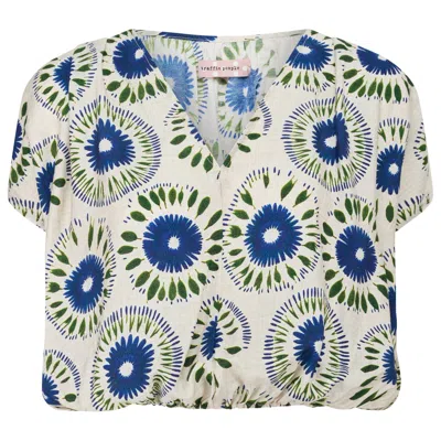 Traffic People Women's Blue / Green / White When I Close My Eyes White And Blue Print Whispers Top