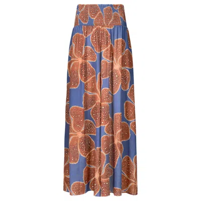 Traffic People Women's Blue / Red Full Bloom Blue And Red Floral Aurora Wide Leg Trousers In Multi