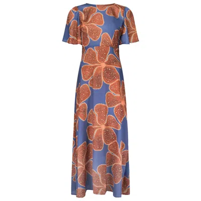 Traffic People Women's Blue / Red Full Bloom Blue And Red Floral Rene Maxi Dress In Multi